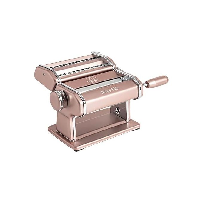 MARCATO AT-150-POWD-RSA Atlas Macchina per Pasta Manuale in Acciaio Cromato e Alluminio Anodizzato con 10 Regolazioni di Spessore colore Rosa Poudre'