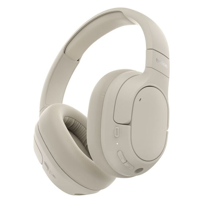 Belkin AUD008HQSA SoundForm Isolate Cuffie Wireless con Cancellazione del Rumore Ibrido Bluetooth 5.4 USB Tipo-C 3.5 mm colore Sabbia