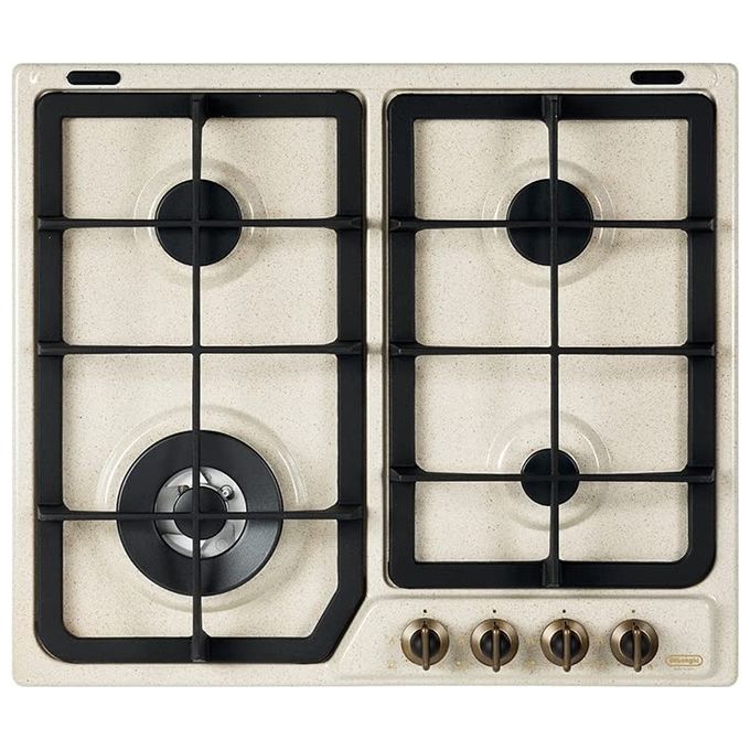 De'Longhi AVF 46 PRO Country Piano cottura Gas 58 cm 4 fuochi Griglie in Ghisa Bruciatore Tripla Corona colore Avena