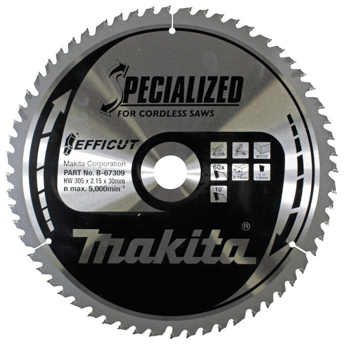 Makita B-67309 Lama Circolare 30,5 cm 60 Denti 2,15 mm Spessore 5000 rpm colore Nero