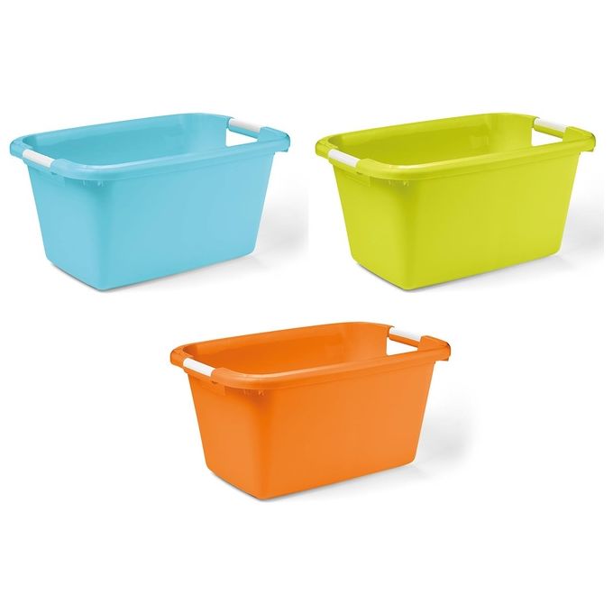 Blim bacinella rettangolare, catino flessibile salvaspazio, polietilene alta resistenza, 24 litri, BPA free, made in Italy, per bucato e pulizie