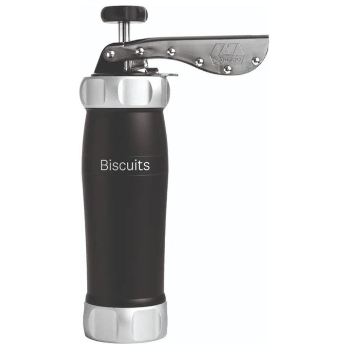 MARCATO BI-DES-NER Biscuits Design Pressa per Biscotti in Alluminio Anodizzato con 20 Forme Regolabile per Dimensione Biscotti colore Nero