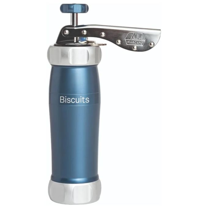 MARCATO BI-DES-POWD-BLU Sparabiscotti in Alluminio Anodizzato con 20 Trafile Forme Diverse Facile da Usare Pulizia Semplice colore Blu