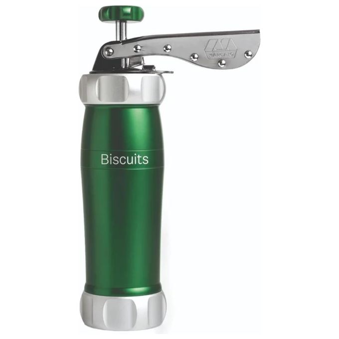MARCATO BI-DES-VER Linea Premium Macchina per Biscotti in Alluminio Anodizzato con 20 Trafile Regolabile per 2 Dimensioni colore Verde