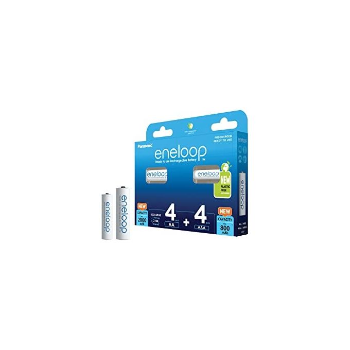 Eneloop BK-KJMCDE44E Batterie Ricaricabili Ni-MH 4x AA 2000 mAh 4x AAA 800 mAh colore Nero
