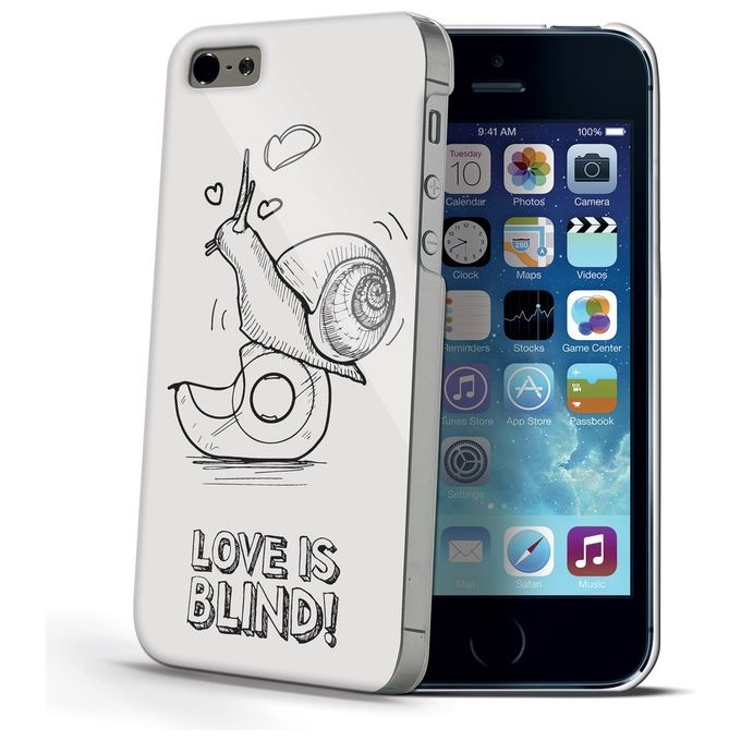 Celly BLINDIPH5SNA Love is Blind Cover Rigida per iPhone 5 5S SE Stampa a Rilievo Lumaca colore Bianco