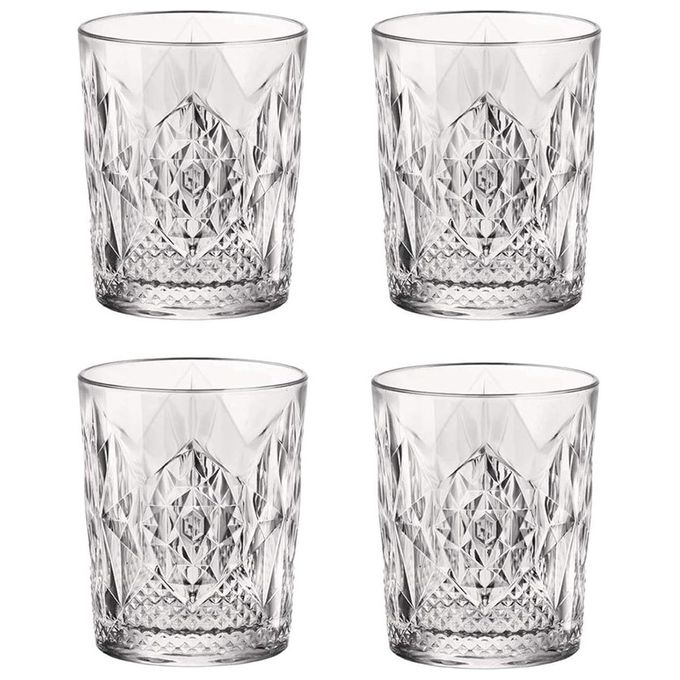 Bormioli Rocco 666218GRB021990 Bartender Stone Set 4 Bicchieri DOF Whisky Cocktail 390ml colore Trasparente