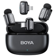 Boya MINI-12 Sistema di Microfono Wireless con 2 Trasmettitori e 2 Ricevitori USB-C e Lightning Frequenza 20 Hz - 20 kHz colore Nero
