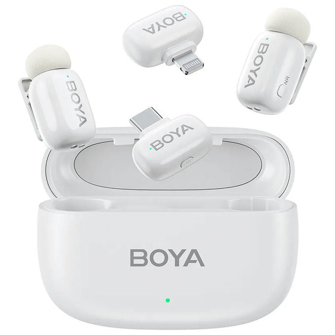 Boya MINI13 Boya Mini 13 Microfono Wireless 2.4 GHz Type-C e Lightning con 2 Trasmettitori Portata 100 m colore Bianco