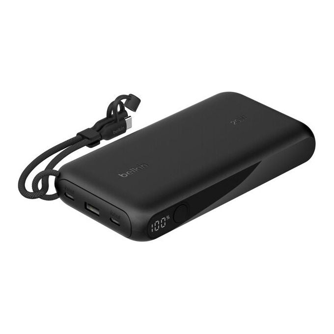 Belkin BPB028HQBK Power Bank BoostCharge 20000 mAh 2x USB-C 1x USB-A Display LED 20W colore Nero