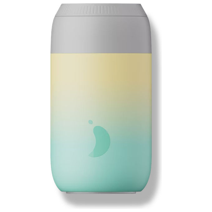 Chilly's C340S2DUSK Series 2 Tazza Termica 0.34 L Doppia Parete Anticondensa con Coperchio a Vite Fondo in Silicone Antiscivolo colore Verde Grigio Giallo