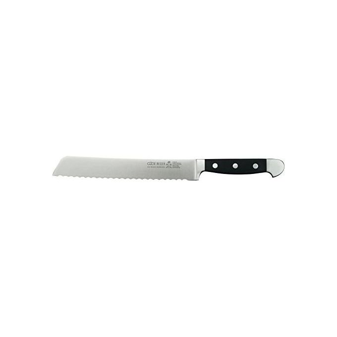 Güde 1430-21 Alpha Coltello da Pane Lama Forgiata a Mano in Acciaio al Cromo-Vanadio-Molibdeno 21 cm colore Nero