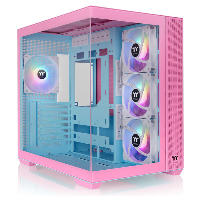 Thermaltake CJ1117977 View 380 TG Case PC Mid-Tower ATX con Illuminazione ARGB Vetro Temperato colore Rosa