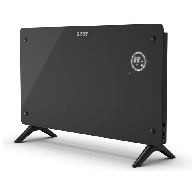 Olimpia Splendid Caleo Glass WiFi, stufa elettrica convezione, nero vetro, 2000W, controllo app