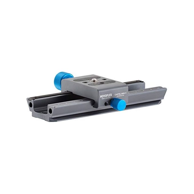 Novoflex CASTEL-MINI II Slitta di messa a fuoco 100 mm regolazione in alluminio eloxato compatibile ARCA-UniQ colore Nero