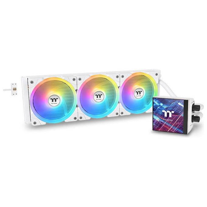 Thermaltake CL-W452-PL14SW-A MAGFloe 420 Ultra ARGB Raffreddatore di liquidi tutto in uno 14 cm 3 ventole Display LCD 3.95'' colore Bianco