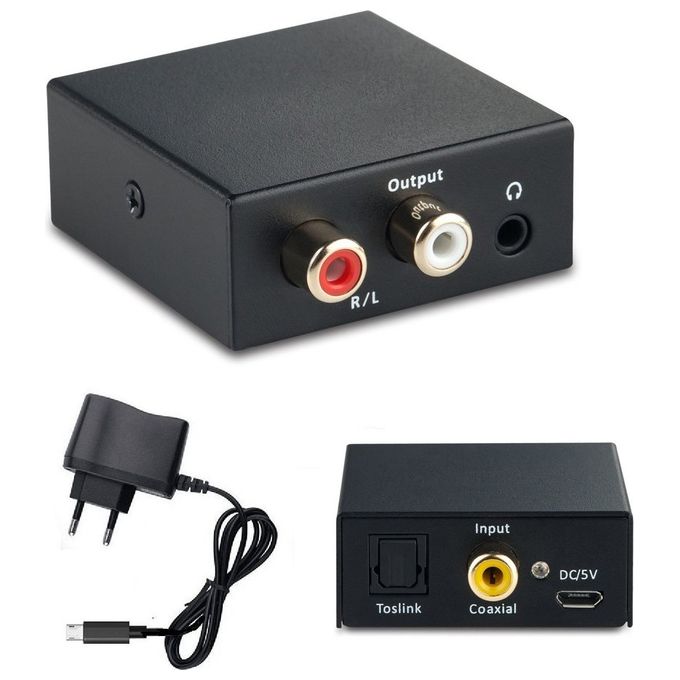 NVS COAD-A Convertitore Audio Digitale a Analogico 2 Ingressi Toslink RCA 2 Uscite Stereo RCA Jack 3.5 mm colore Nero