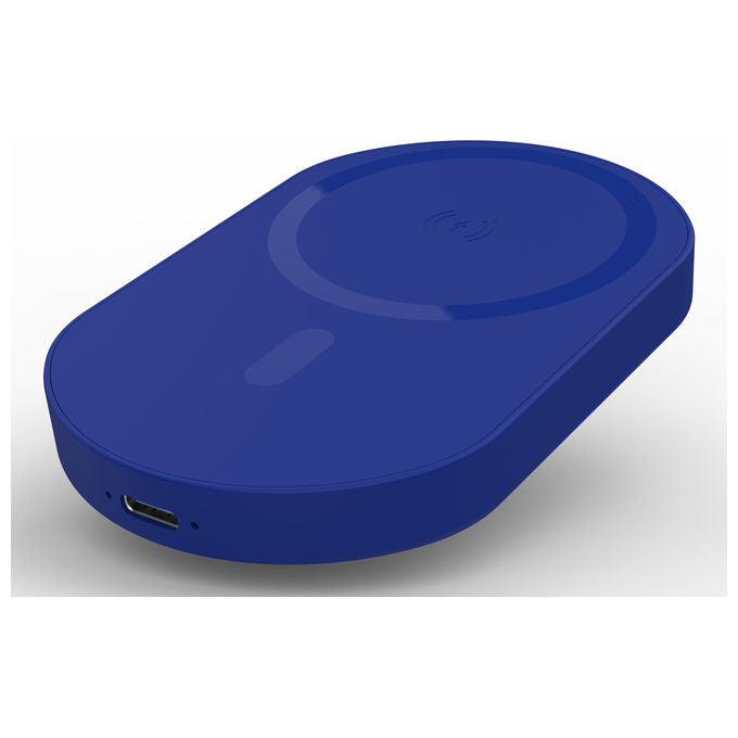 Celly COLMAGPB3000BL COLLEZIONE OFFSET Powerbank Wireless 5000 mAh compatibile Magsafe e Android con Anello Magnetico incluso colore Blu