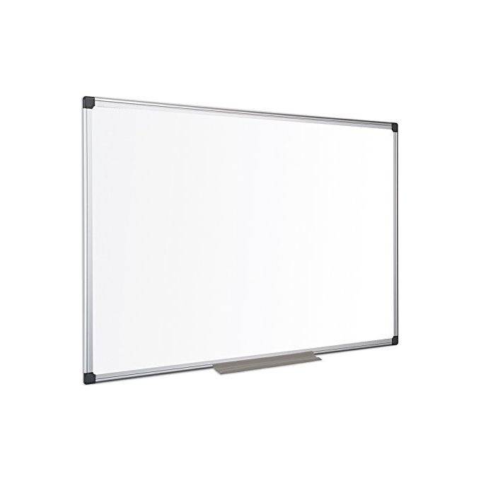 Bi-Office CR0603170 Maya Lavagna Bianca Magnetica a Quadretti con Cornice in Alluminio e Vassoio Portapenne Regolabile colore Bianco
