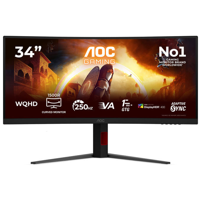 AOC CU34G4ZCA Monitor 34'' WQHD 250Hz Fast VA 1ms GtG HDR400 Adaptive Sync colore Nero