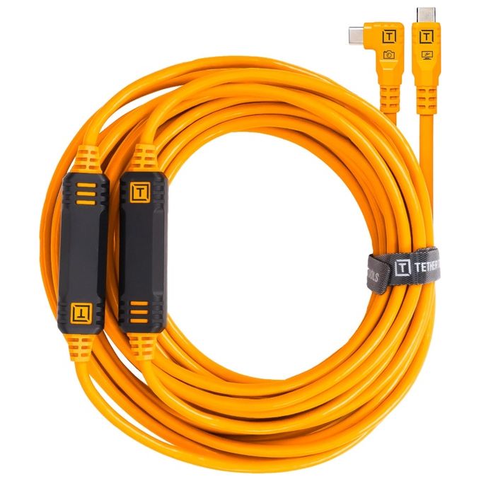 Tether Tools CUC31RT2-ORG TetherPro Cavo USB-C a USB-C Angolo Retto 9,4m 5 Gbps Doppio TetherBoost colore Arancione