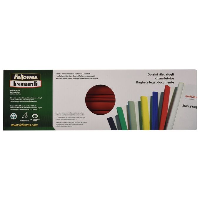 Fellowes D104RO Dorsini Rilegafogli Tondi Plastica Diametro 4 mm Lunghezza 29.7 cm Capacita' 25 Fogli Confezione 50 pezzi colore Rosso