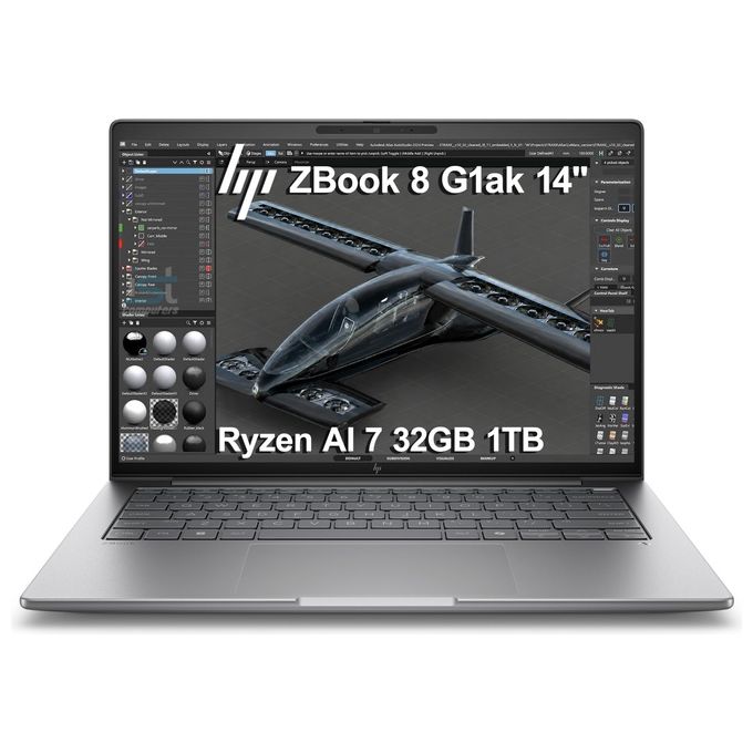 HP D5JM1ETABZ ZBook 8 G1ak Workstation Mobile 14 pollici AMD Ryzen AI 7 PRO 32GB DDR5 1TB SSD WUXGA Wi-Fi 7 Windows 11 Pro colore Argento