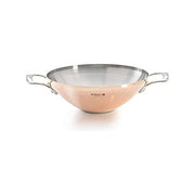 DE BUYER 624732 Prima Matera Wok in Rame con 2 Manici 32 cm Induzione Acciaio Inox colore Rame - Argento