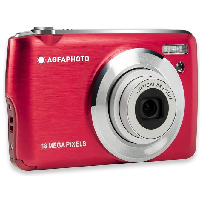 AgfaPhoto DC8200RD Realishot Fotocamera Compatta 18 MP Zoom Ottico 8x Video Full HD Schermo 2.7'' SD 16GB colore Rosso