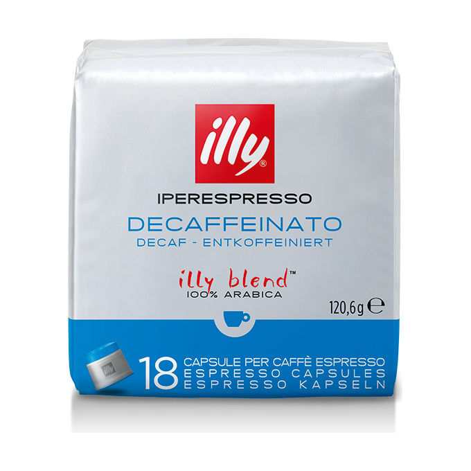 Illy Capsule Caffe' Iperespresso Decaffeinato 100% Arabica Tostatura Media 18 capsule Intensita' 6-10