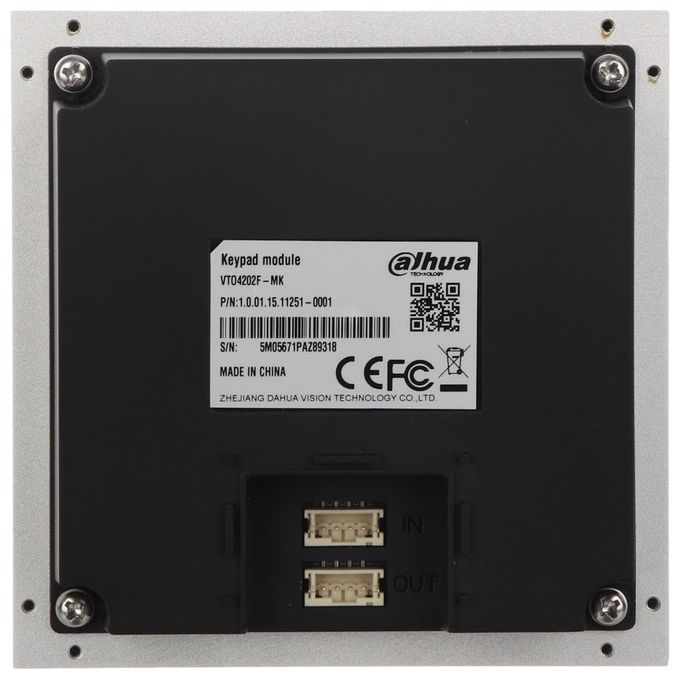 Dahua Technology DHI-VTO4202F-MK Modulo Tastiera Alfanumerica per Videocitofono Serie VTO4202F IP65 IK07 colore Argento