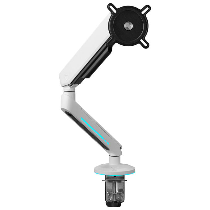 One For All DM8120 Supporto da Scrivania per Monitor Fino a 114 3 cm 55 5 cm di Estensione Regolazione Altezza 0 265 mm Inclinazione 0 40° Rotazione 360° Compatibilita' 75x75 100x100 mm colore Nero Bianco