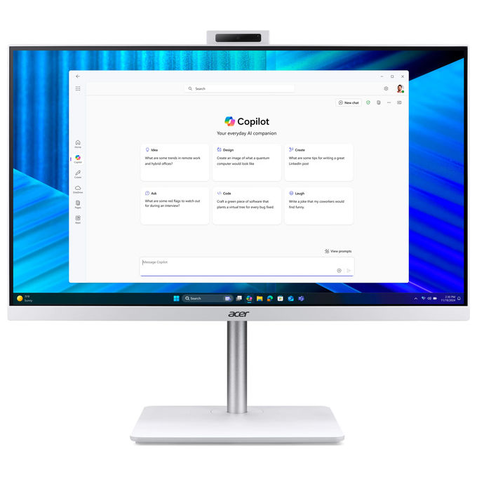 Acer DQ.R4TET.005 Veriton VZ2417G All in One i7-1355U 16GB 512GB SSD 27'' Windows 11 Pro Tastiera Mouse inclusi colore Nero