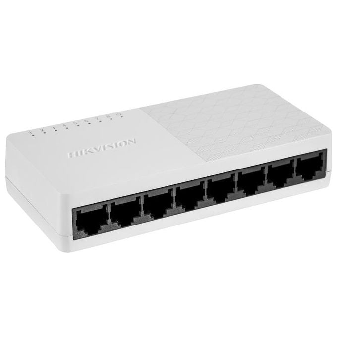 Hikvision DS-3E0508D-O Switch di Rete Non Gestito 8 Porte Gigabit Ethernet 10-100-1000 Mbps Plug and Play colore Nero Bianco