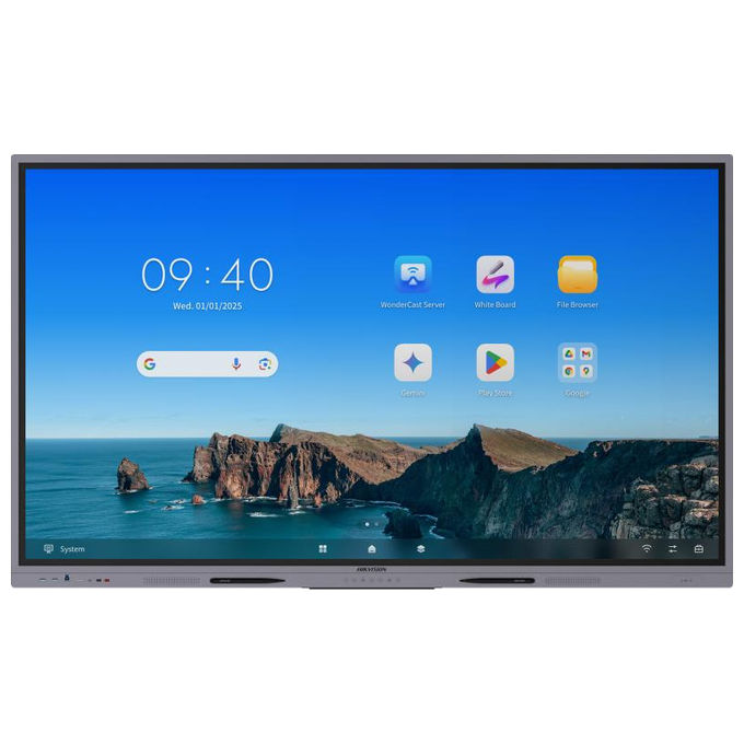Hikvision DS-D5A86RB-A3 Value Series Lavagna Interattiva 86'' 4K UHD 3840x2160 Touch 50 Punti Android 14.0 Wi-Fi 6 8 GB RAM 128 GB Storage colore Grigio