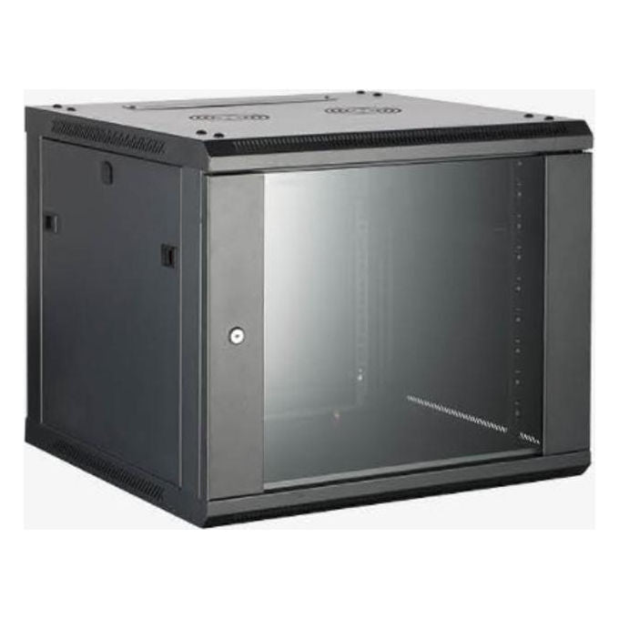 Hikvision DS-XS6412-S-B Armadio Rack 19'' 12U 600x450x635 mm Capacita' 40 Kg Ventilazione Passiva con Porta Frontale in Vetro Temprato colore Grigio