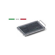 Ompagrill 8006339253867 DS25 38 Piastra Ollare in Pietra Naturale per Forno Fornello Gas Barbecue con Supporto Pieghevole colore Nero