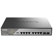 D-Link DSS-200G-10MPP Switch di Rete Gestito L2 10 Porte Gigabit Ethernet con 8 Porte PoE 90W 2 Slot SFP 242W Totale PoE 1U colore Nero Grigio