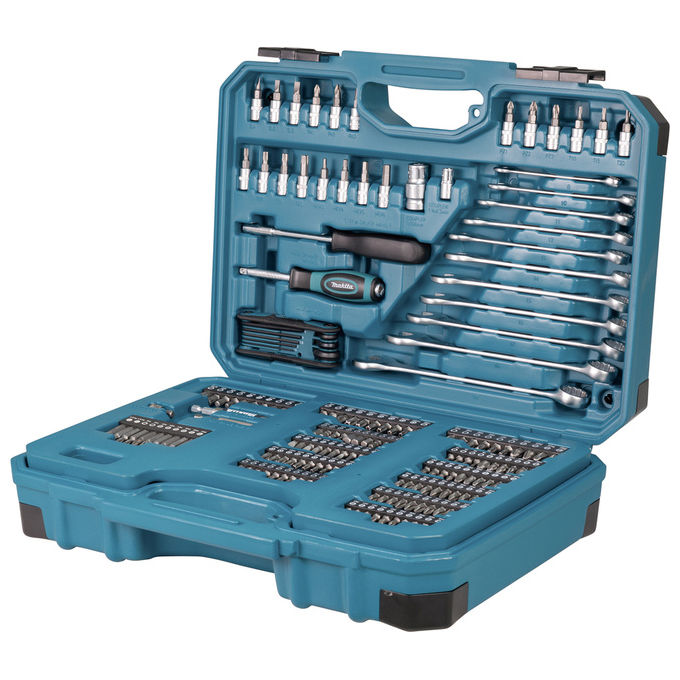 Makita E-17980 Set di Strumenti Meccanici 231 Pezzi con Chiavi Combinazione Chiave a Brugola Torx Cricchetto Prolunghe 1-4 1-2 mm Colori Blu Metallico
