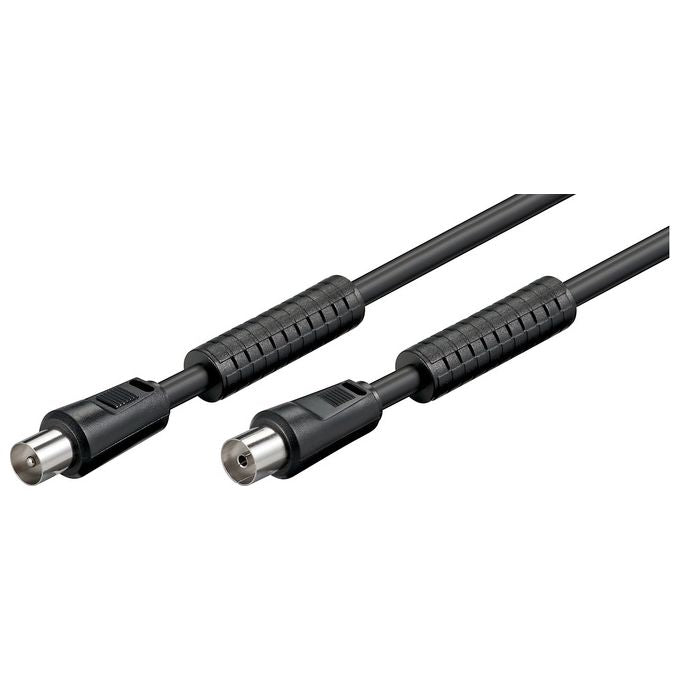 Ednet 84616 Cavo Coassiale Antenna TV Maschio Femmina RG59 75 ohm Doppia Schermatura 3,5 m con Filtri Ferrite colore Nero
