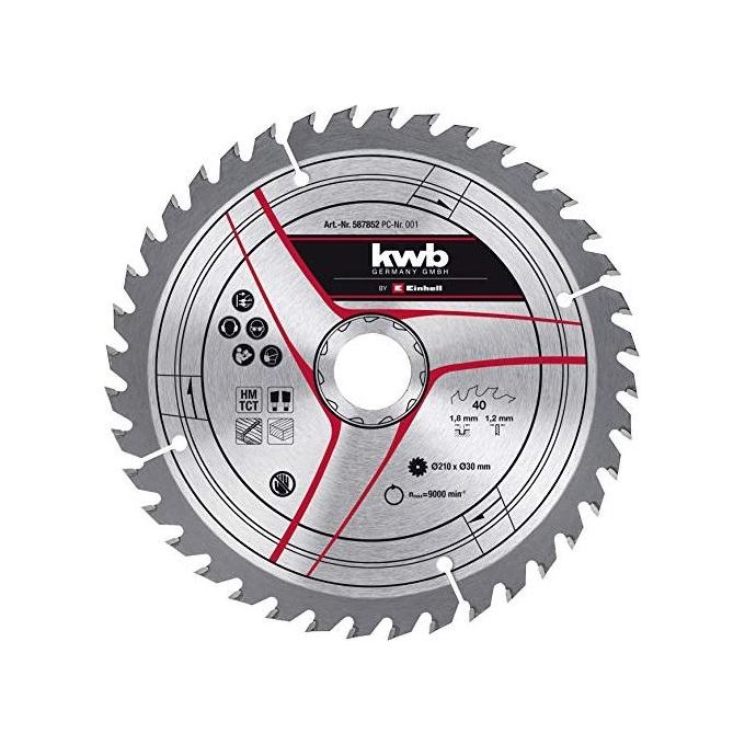 Einhell 49587852 Lama per Sega Circolare TCT 210 mm foro 30 mm 40 denti larghezza taglio 1,8 mm per legno