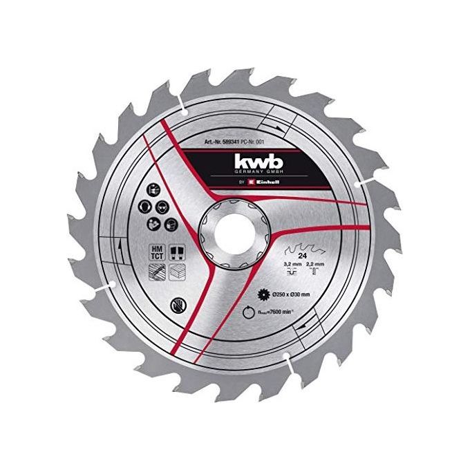 Einhell 49589341 Lama per Sega Circolare TCT Ø 250 mm foro 30 mm 24 denti larghezza taglio 3,2 mm per legno