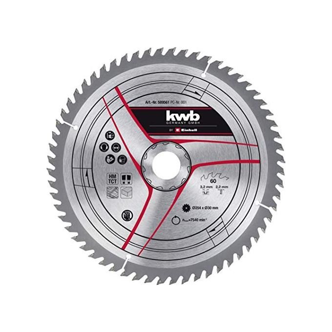 Einhell 49589561 Lama per Sega Circolare HM Ø 254 mm foro 30 mm 60 denti larghezza taglio 3,2 mm per Troncatrici e Seghe da Banco