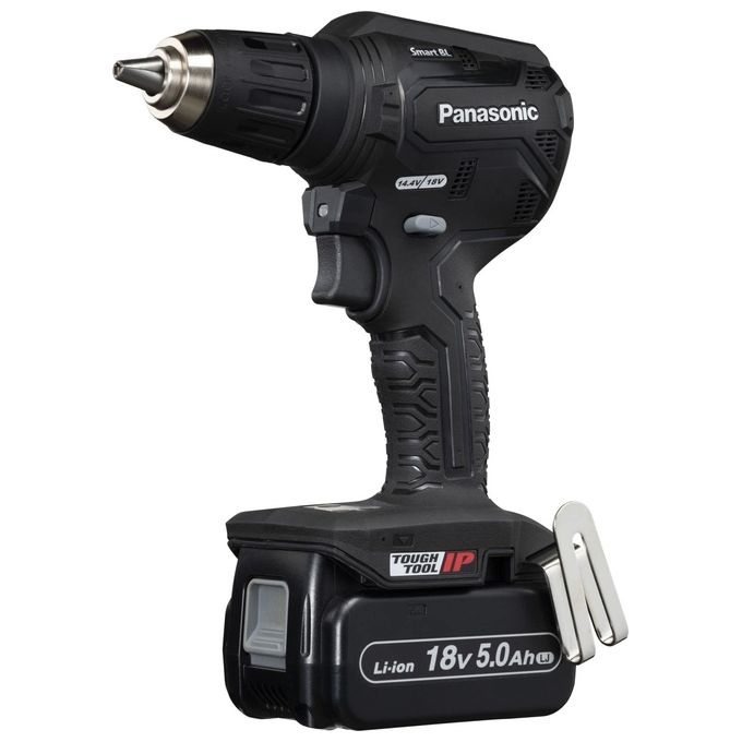 Panasonic EY1DD1J18D32 Trapano avvitatore a batteria 18 V brushless con 2 batterie 5,0 Ah e valigia Systainer colore Nero