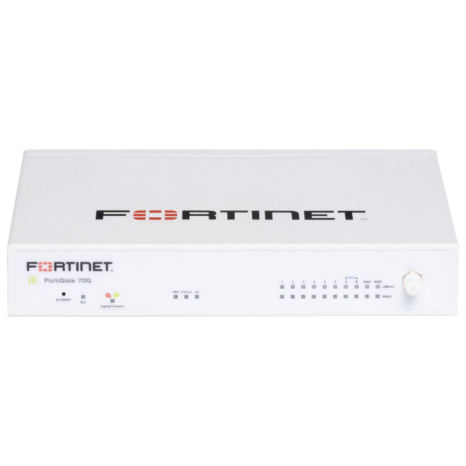 Fortinet FG-70G-BDL-950-12 FortiGate 70G Firewall Hardware con 1 Anno FortiCare Premium e FortiGuard UTP throughput IPS 2,5 Gbps Protezione Minacce 1,3 Gbps SSL Inspection 1,4 Gbps 10 Porte GE RJ45 colore Nero