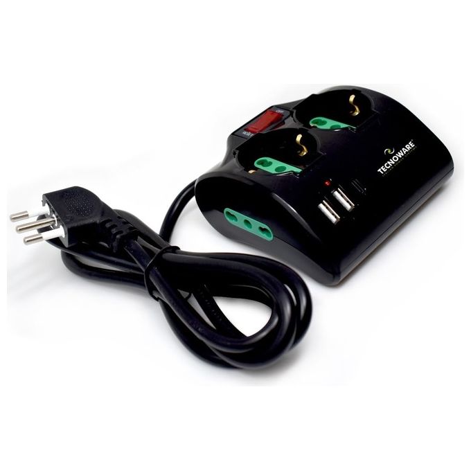 Tecnoware Power Systems Multipresa Power Cleaner 4 2 Uscite Schuko-Italia 10-16A 2 Uscite Italia 2 USB-A 1 USB-C Power Delivery QC 3.0 Protezione Bambini Design Salvaspazio