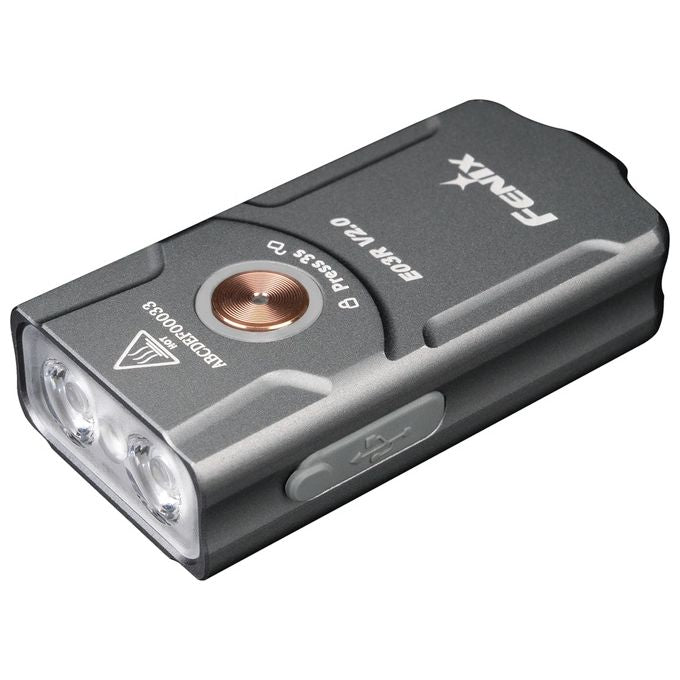 FENIX E03R V2 GREY Torcia Portachiavi Ricaricabile 500 Lumen 90 m IP66 USB-C colore Grigio