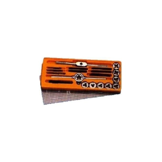 OEM SYSTEMS F289010 Set Maschi e Filiere 40 Pezzi in Acciaio HSS con Giramaschi e Accessori in Cassetta di Plastica colore Nero