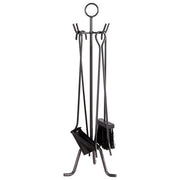 Fraschetti Fire Set Attrezzature Camino 4 Pezzi con Trespolo in Ferro Battuto Verniciato 28x58 cm colore Antracite