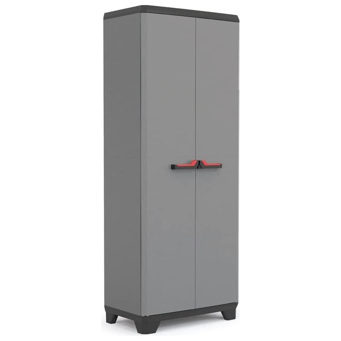 Keter 9722000 0615 Stilo Armadio Portascope Resina 3 Ripiani Regolabili Uso Esterno 68x39x173 cm colore Grigio